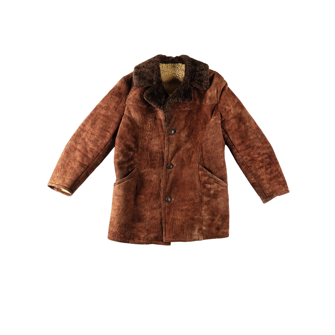 Vintage 80's Men Sheepskin Coat in BrownVN344