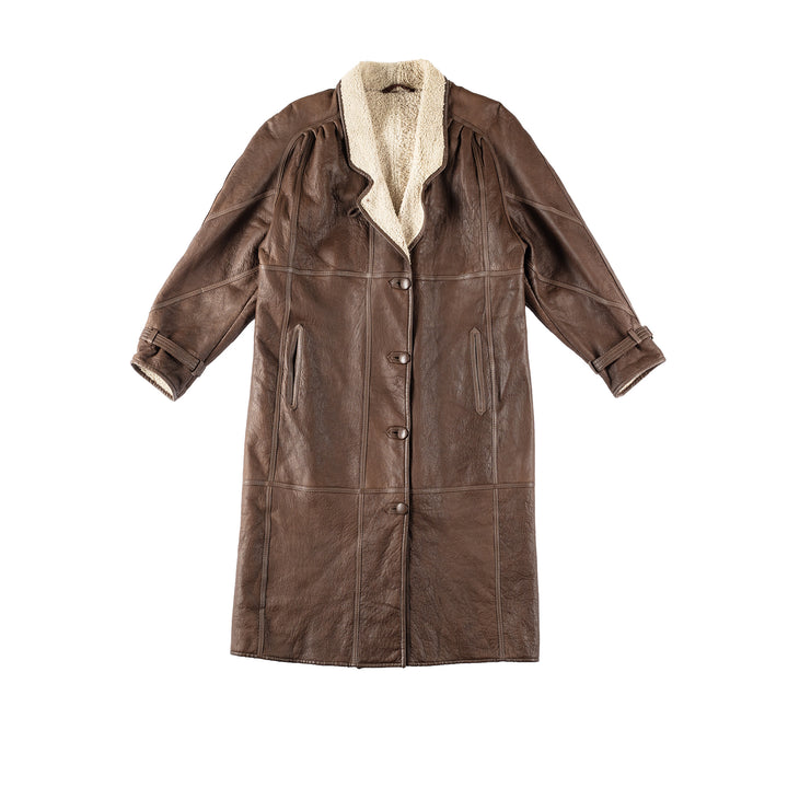 Vintage 80's Women Sheepskin Coat in BrownMN160