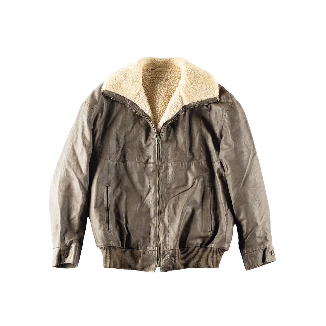 Vintage 90's Men Faux Sheepskin Jacket in Gray