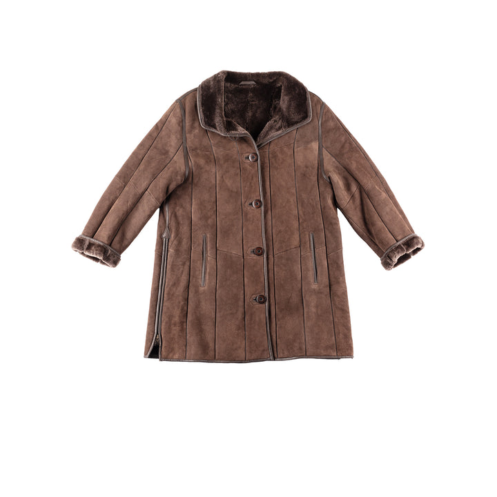 Vintage 80's Women Sheepskin Coat in Brown