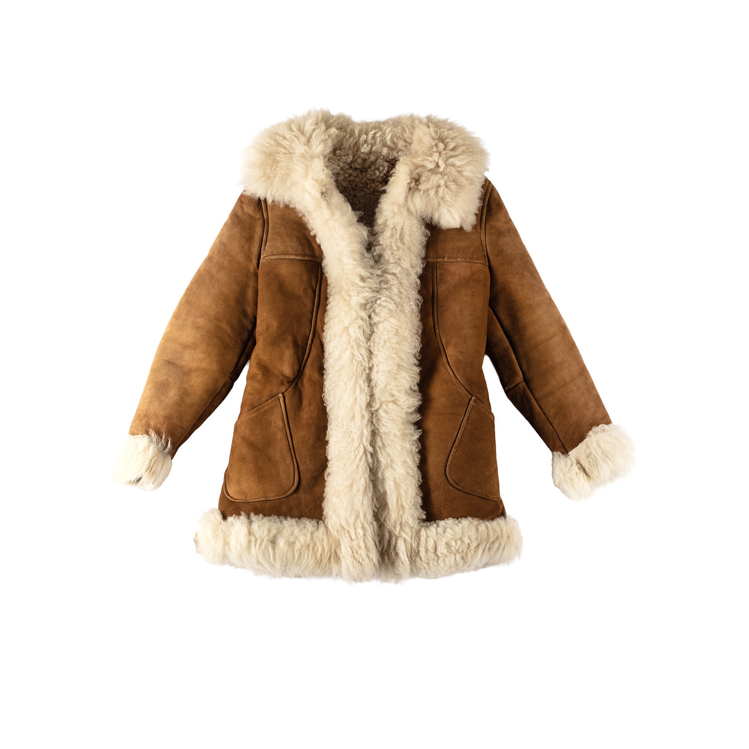 Vintage 70's Women Sheepskin Coat in BrownMN228