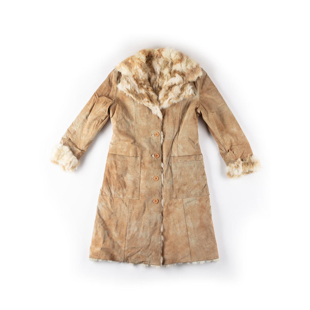 Vintage 70's Women Fur Coat in BeigeMN235