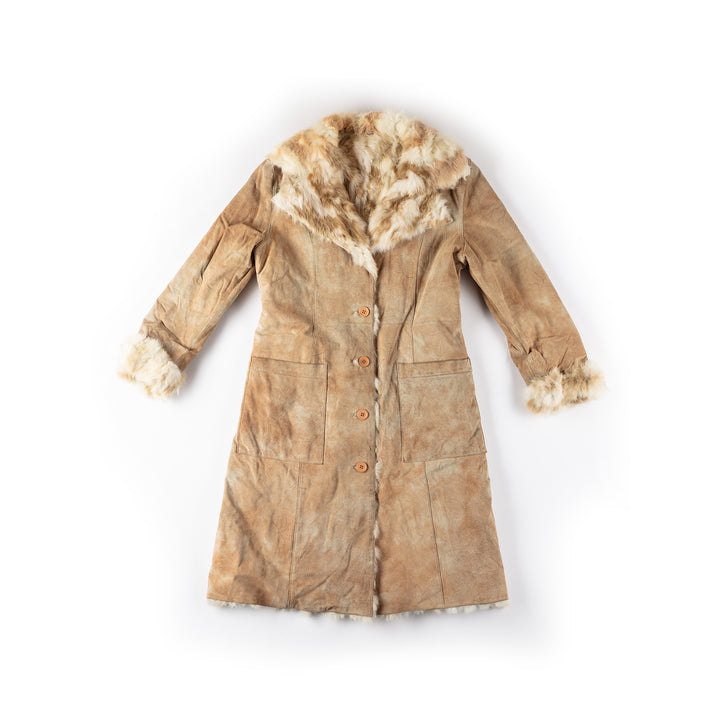 Vintage 70's Women Fur Coat in BeigeMN235