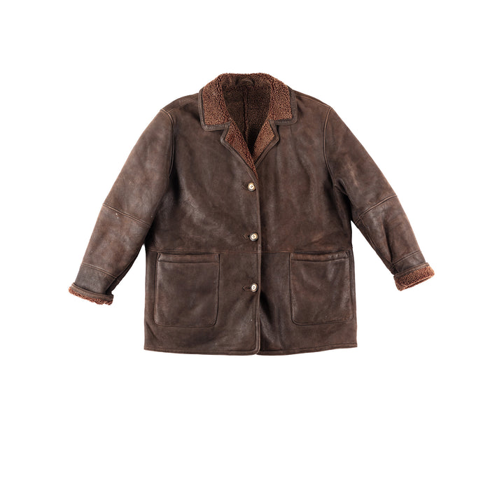 Vintage 90's Women Sheepskin Coat in Brown