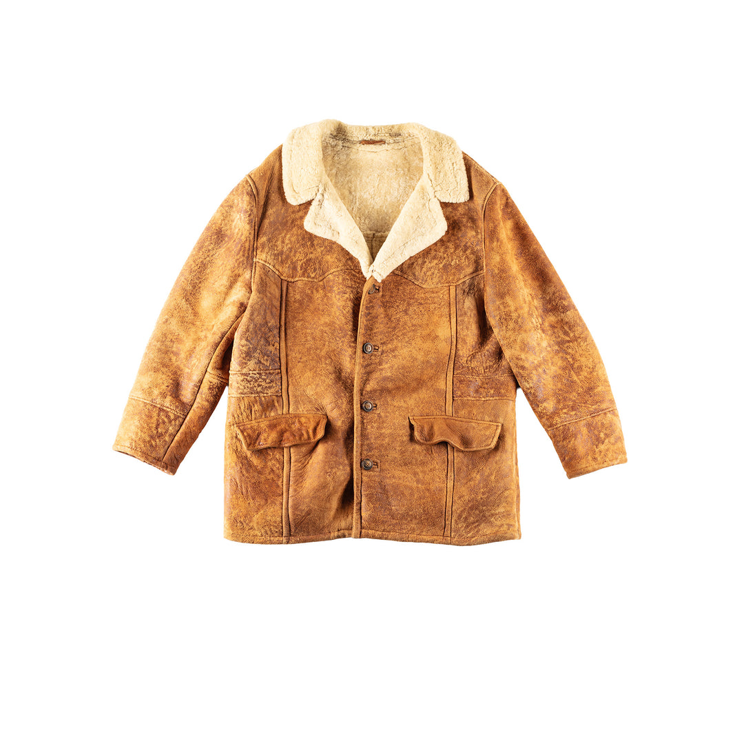 Vintage 80's Men Sheepskin Coat in BrownVN252