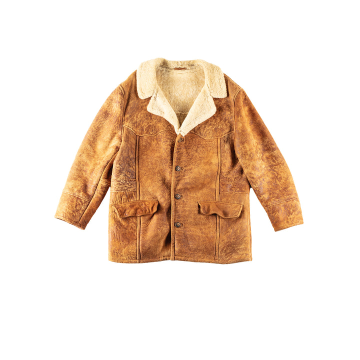 Vintage 80's Men Sheepskin Coat in BrownVN252