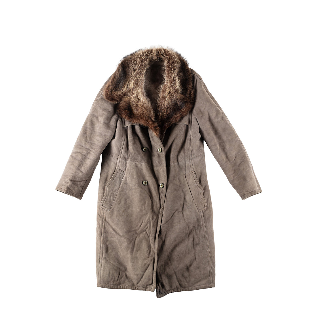 Vintage 80's Women Sheepskin Coat in GrayMN173