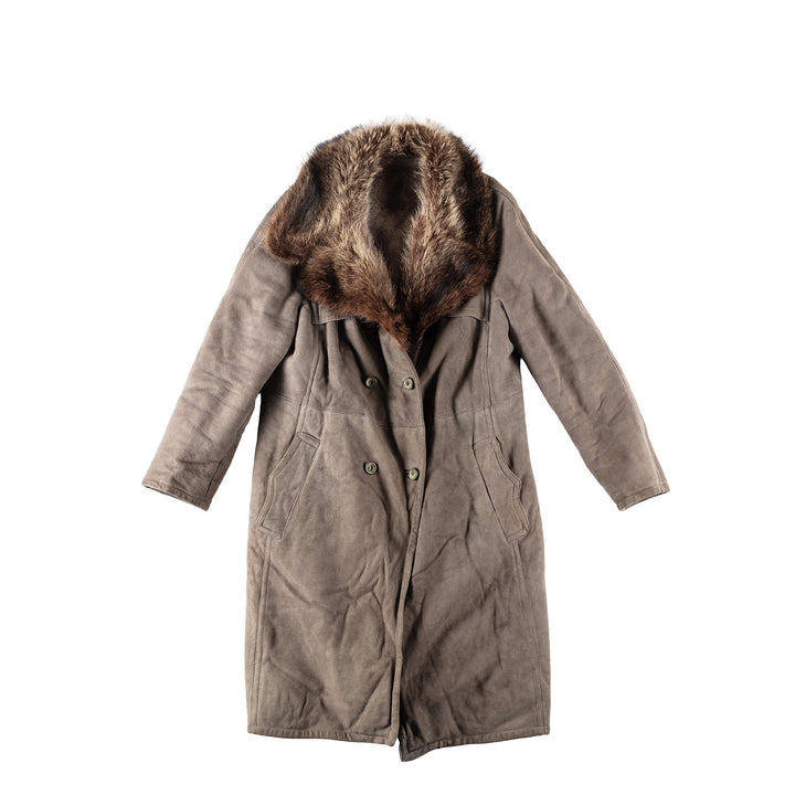 Vintage 80's Women Sheepskin Coat in GrayMN173