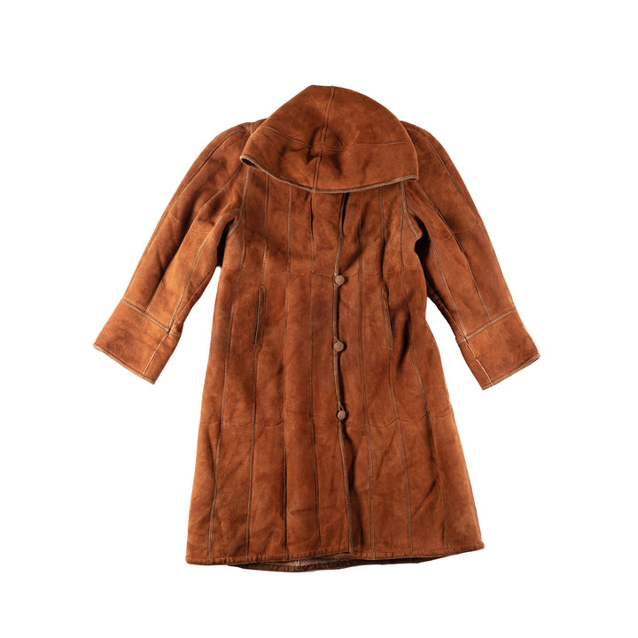 Vintage 80's Women Sheepskin Coat in OrangeMN149