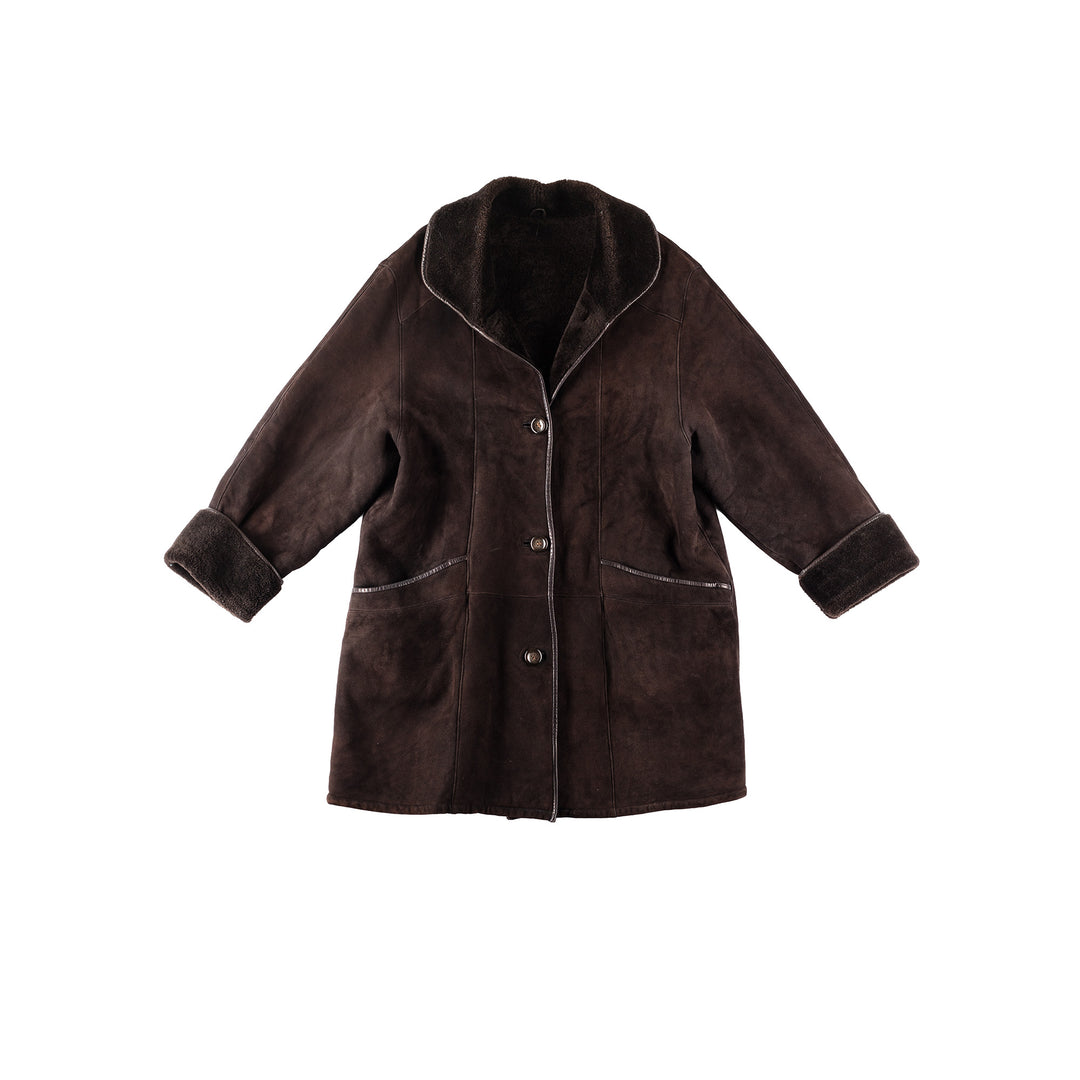 Vintage 90's Women Sheepskin Coat in BrownMN205