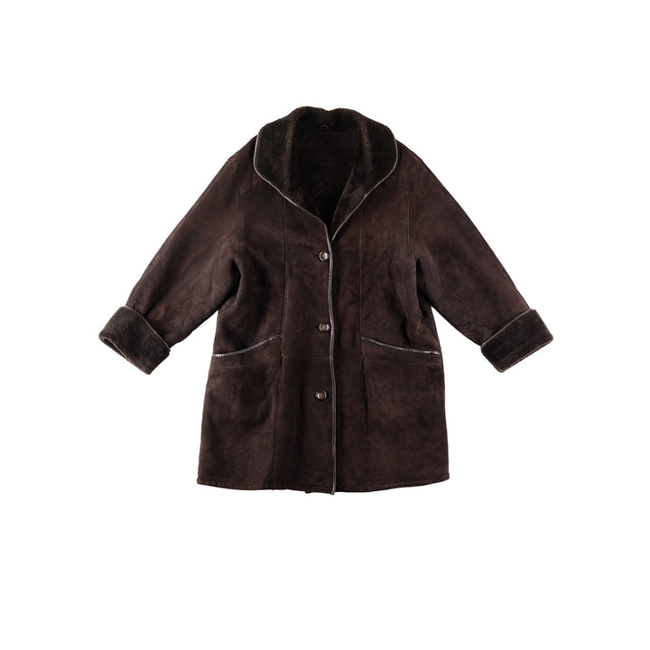 Vintage 90's Women Sheepskin Coat in BrownMN205