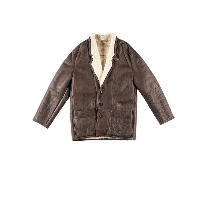 Vintage 80's Men Sheepskin Coat in BrownVN209