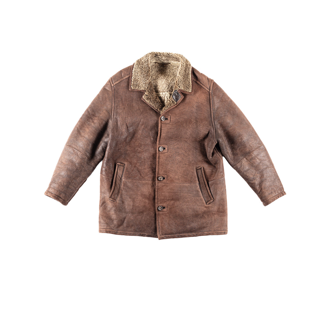 Vintage 90's Men Sheepskin Coat in Brown