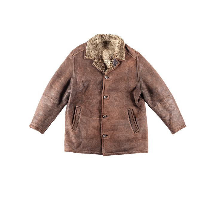Vintage 90's Men Sheepskin Coat in Brown