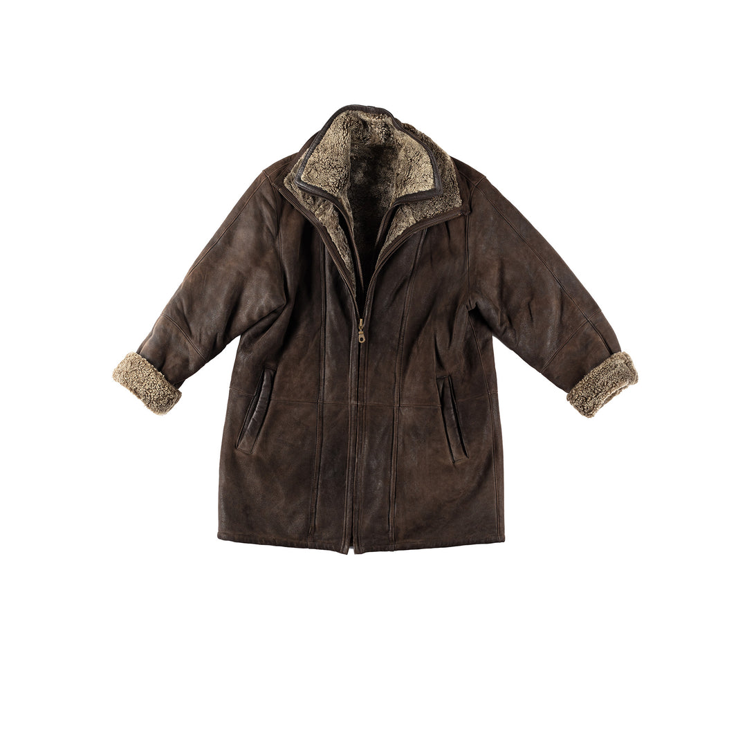 Vintage 90's Women Sheepskin Coat in BrownMN143