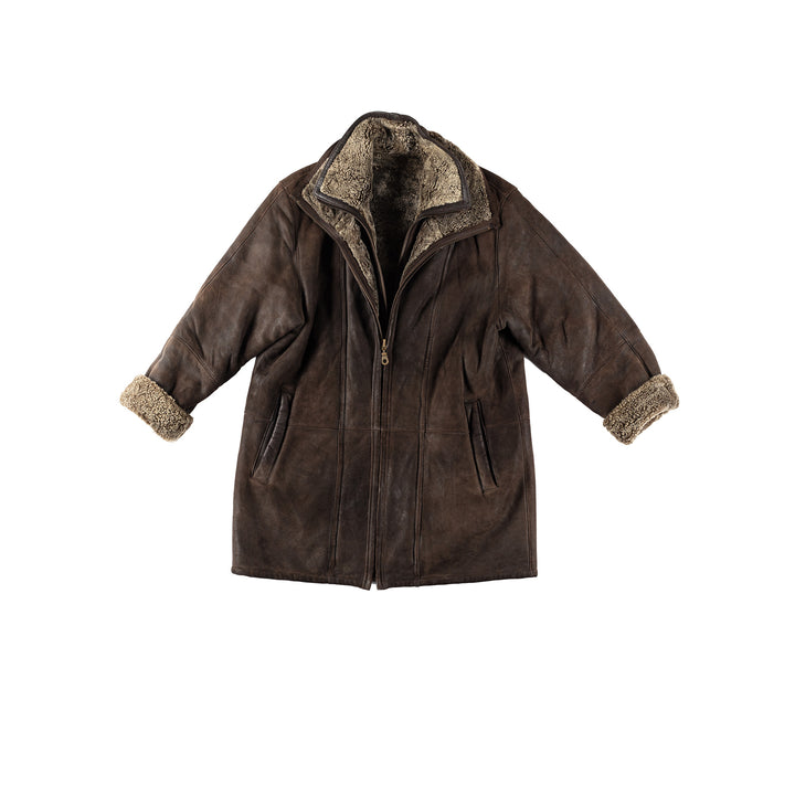 Vintage 90's Women Sheepskin Coat in BrownMN143
