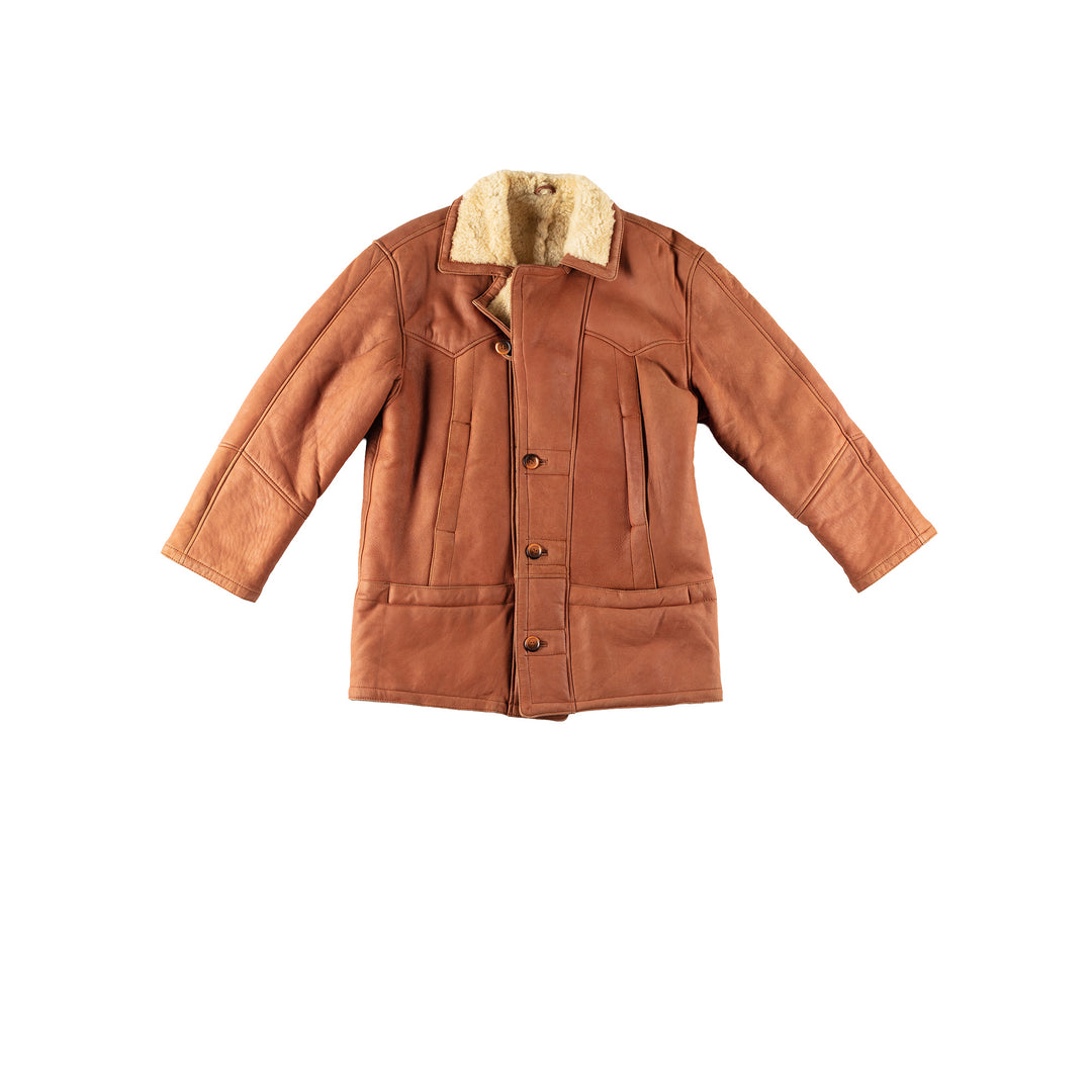 Vintage 80's Men Sheepskin Coat in BrownVN193