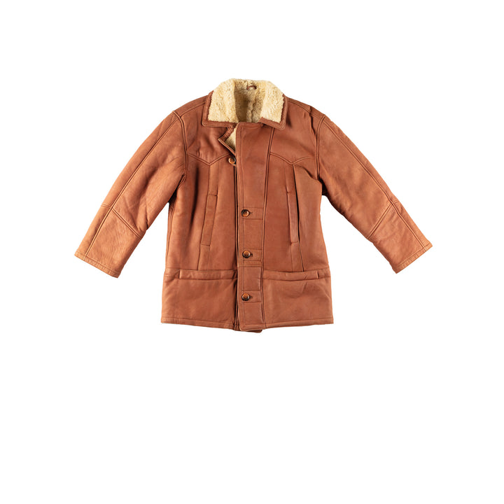 Vintage 80's Men Sheepskin Coat in BrownVN193