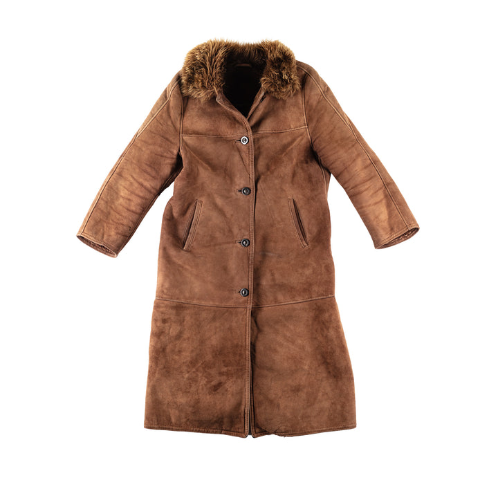 Vintage 80's Women Sheepskin Coat in BrownMN212