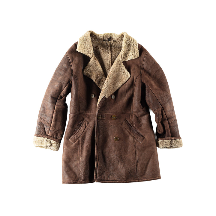 Vintage 80's Men Sheepskin Coat in Brown