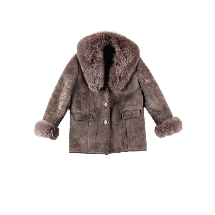 Vintage 90's Women Sheepskin Coat in PurpleMN227