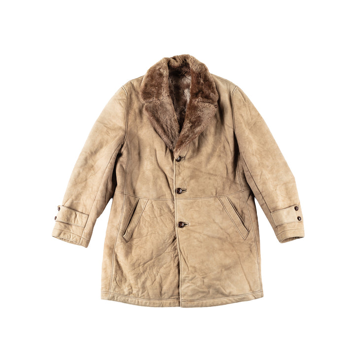 Vintage 80's Men Sheepskin Coat in BeigeVN108
