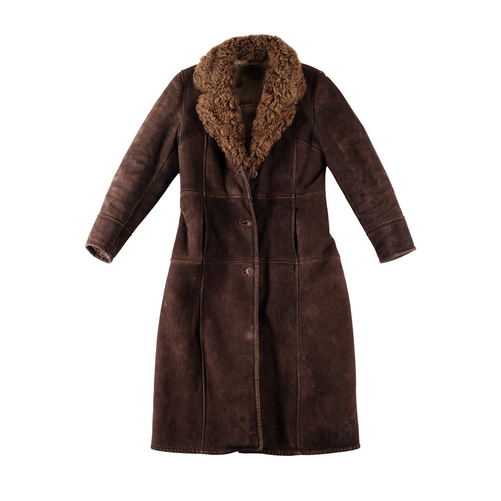 Vintage 70's Women Sheepskin Coat in BrownMN147