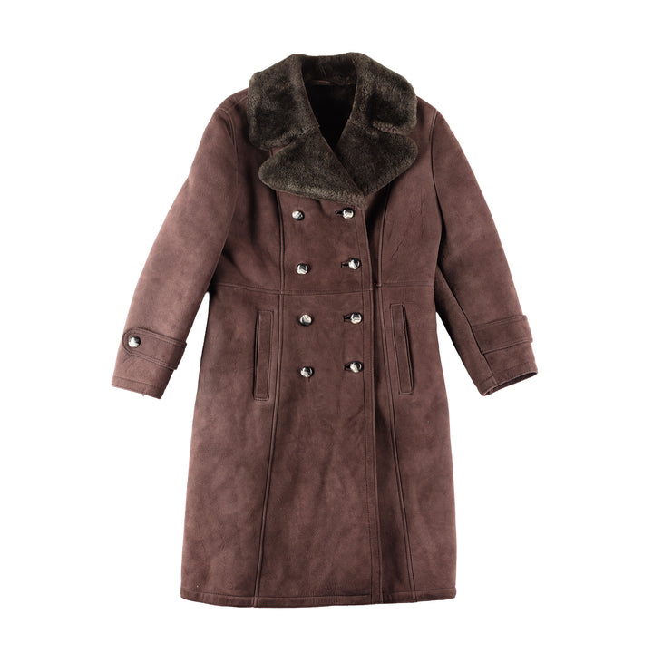 Vintage 80's Women Sheepskin Coat in Brown