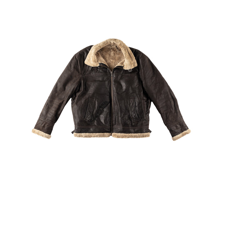Vintage 90's Men Faux Sheepskin Jacket in BrownVN235