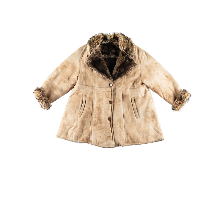 Vintage 80's Women Sheepskin Coat in BeigeMN428