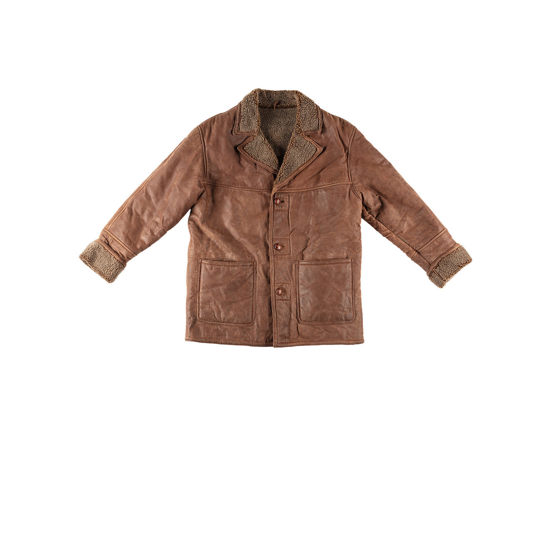 Vintage 80's Men Sheepskin Coat in BrownVN215
