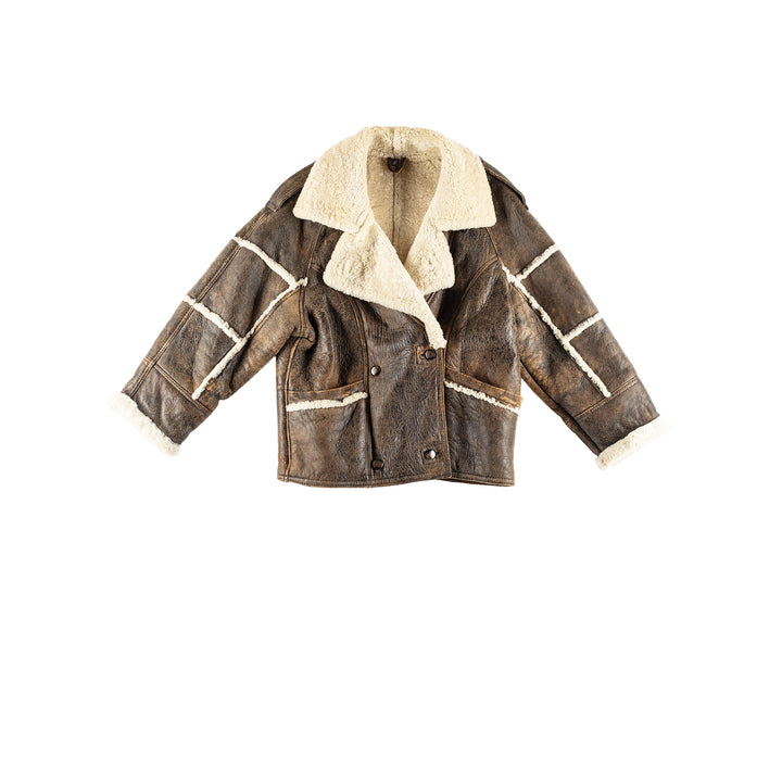 Vintage 80's Women Sheepskin Coat in BrownMN425