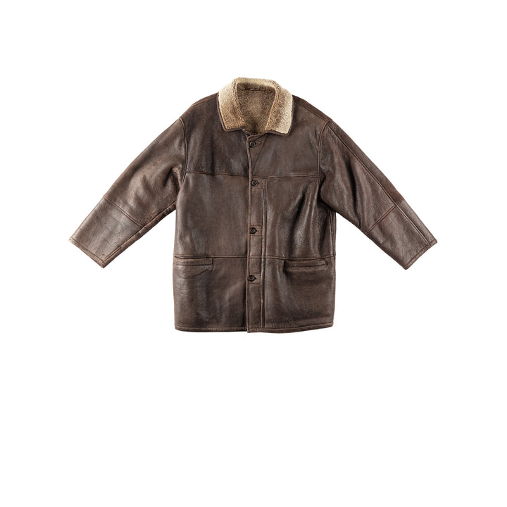 Vintage 90's Men Sheepskin Coat in BrownVN164