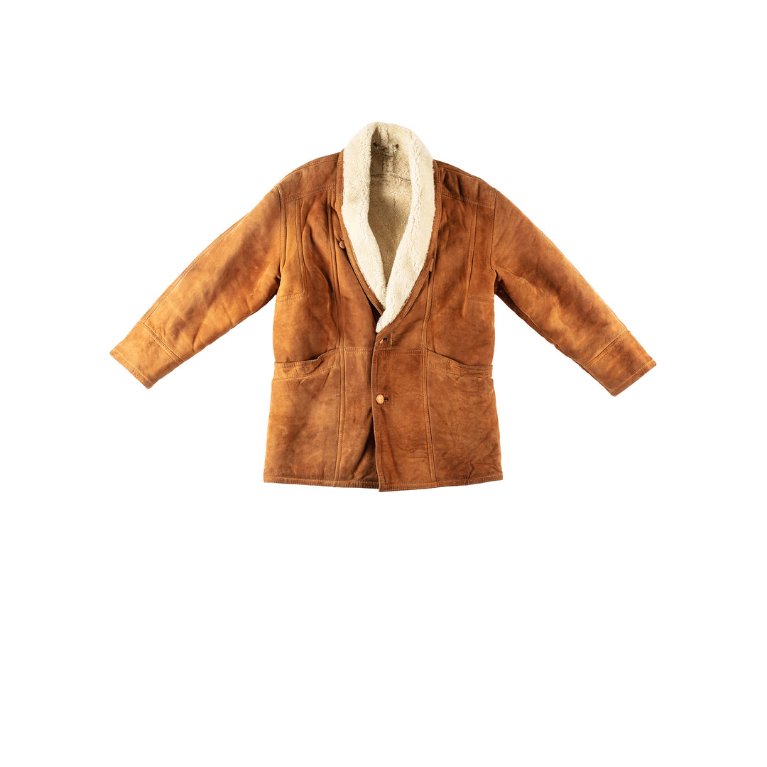 Vintage 80's Men Sheepskin Coat in BrownVN242