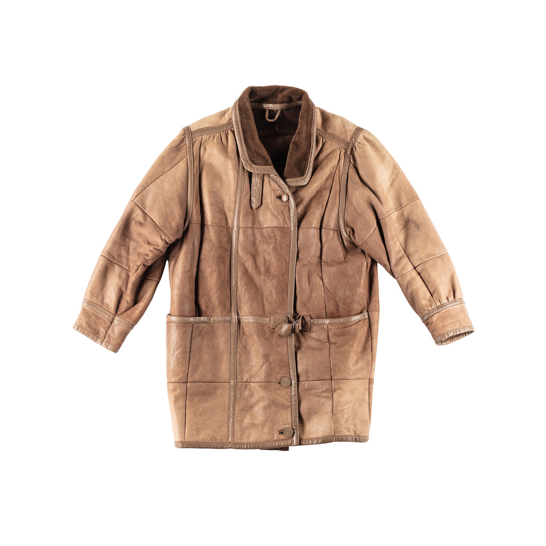 Vintage 80's Women Sheepskin Coat in Beige