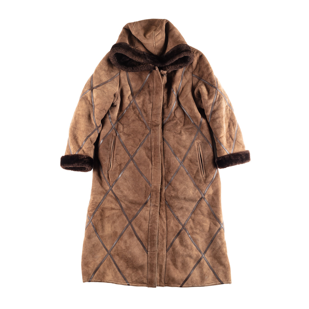 Vintage 90's Women Sheepskin Coat in Brown