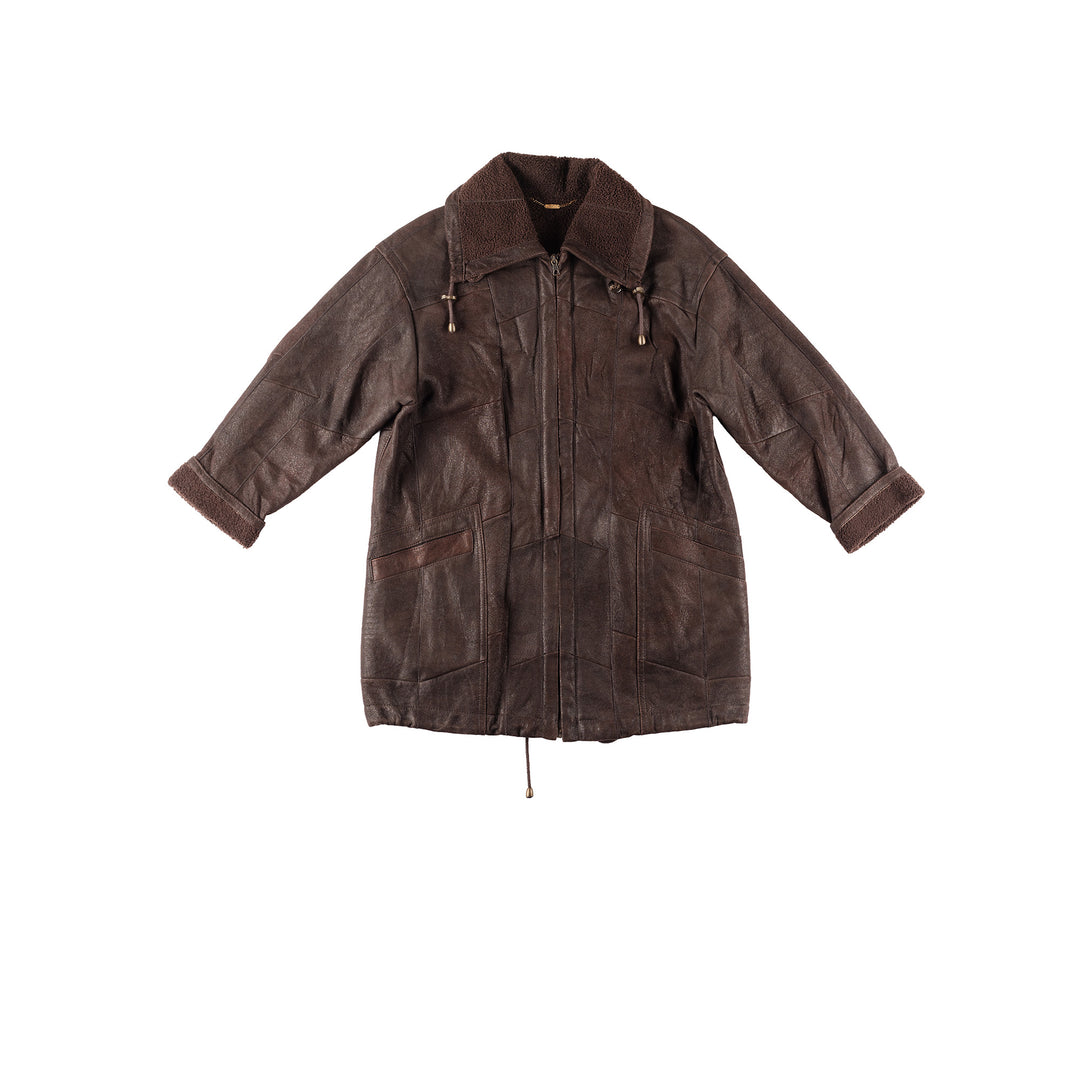 Vintage 80's Women Sheepskin Coat in Brown