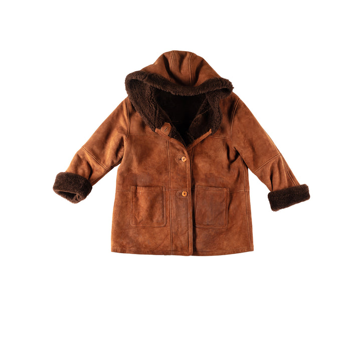 Vintage 80's Women Sheepskin Coat in BrownMN154