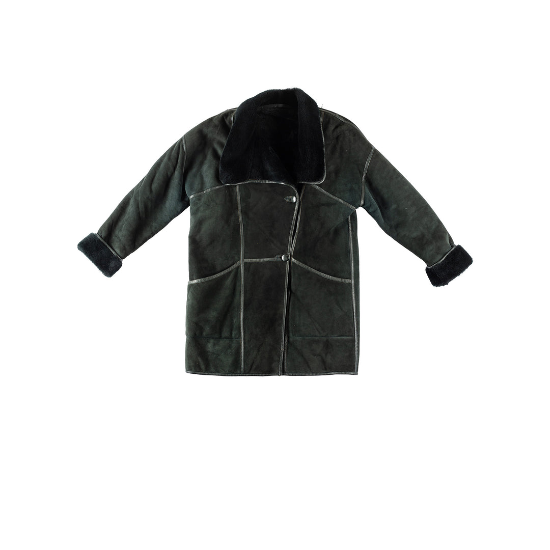 Vintage 90's Women Sheepskin Coat in GreenMN192