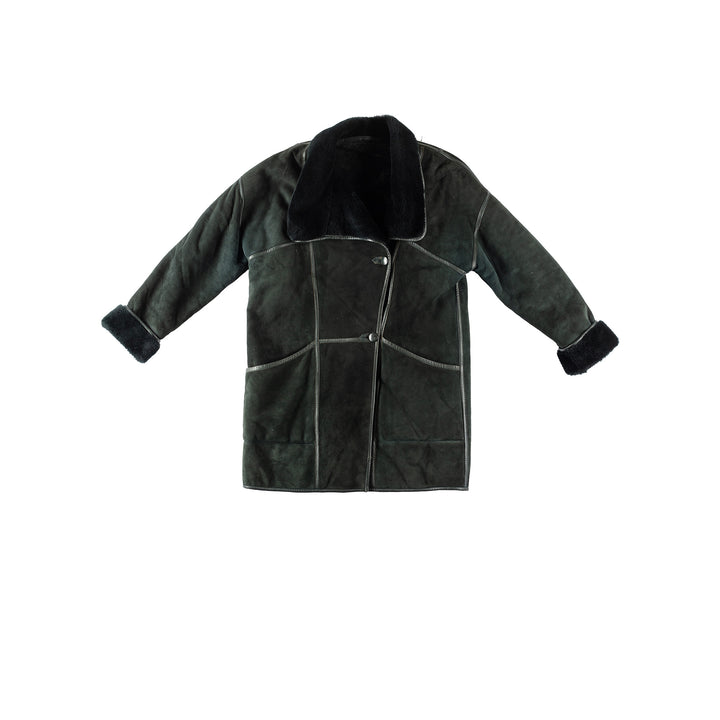 Vintage 90's Women Sheepskin Coat in GreenMN192