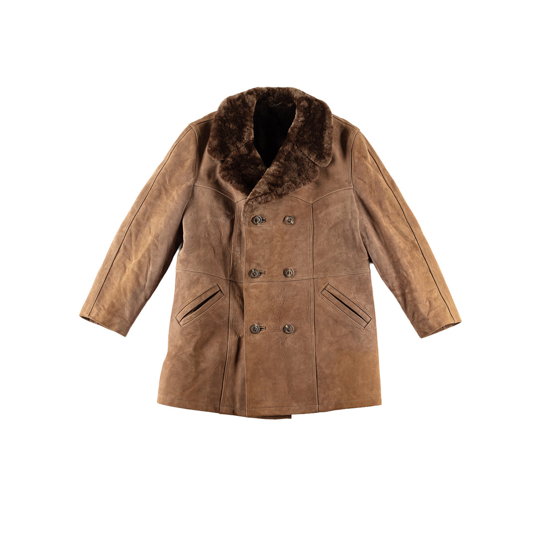 Vintage 70's Men Faux Sheepskin Coat in BrownVN506