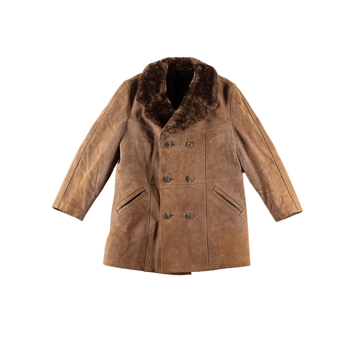 Vintage 70's Men Faux Sheepskin Coat in BrownVN506