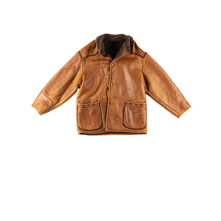 Vintage 80's Men Sheepskin Coat in BrownVN219