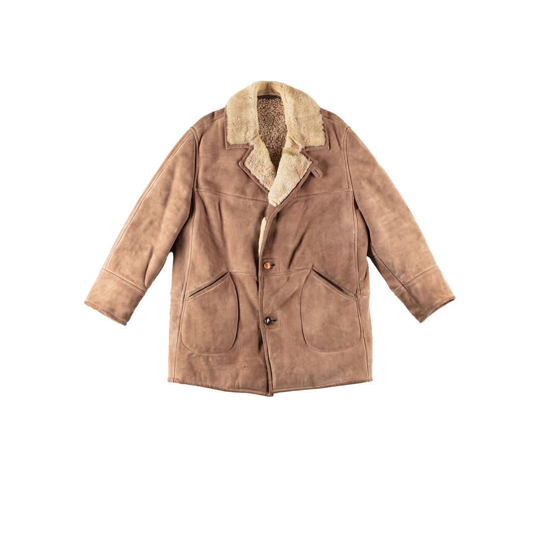 Vintage 80's Men Sheepskin Coat in BeigeVN224