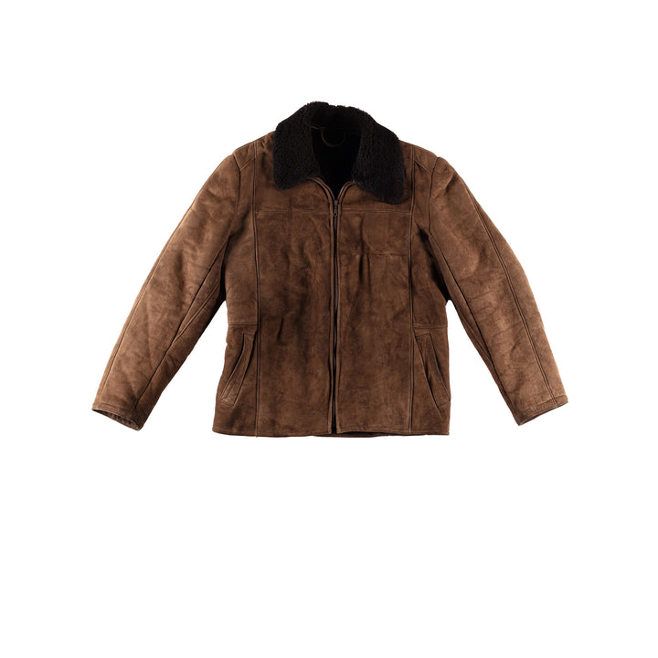 Vintage 80's Men Sheepskin Jacket in BrownVN479