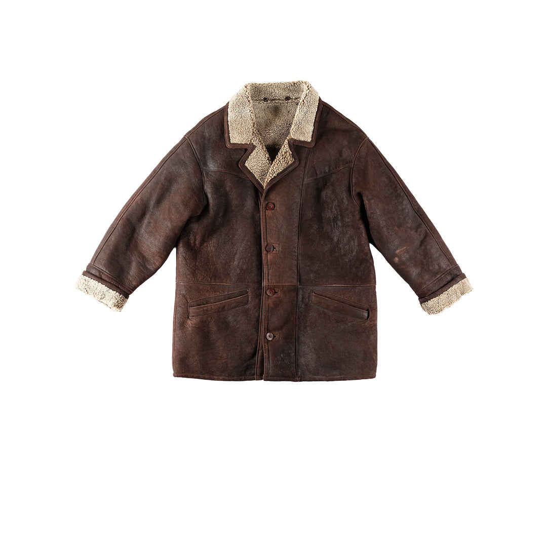 Vintage 80's Men Sheepskin Coat in BrownVN128