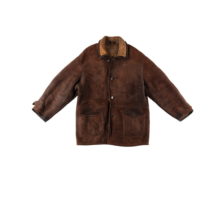 Vintage 80's Men Sheepskin Coat in BrownVN233