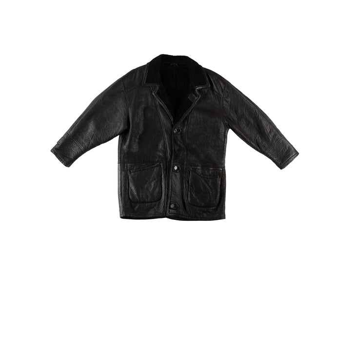 Vintage 80's Men Sheepskin Coat in BlackVN502