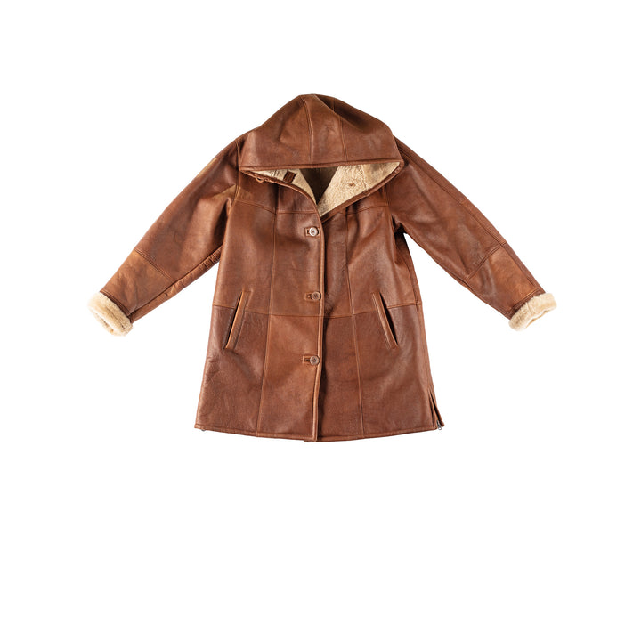 Vintage 80's Women Sheepskin Coat in BrownMN375