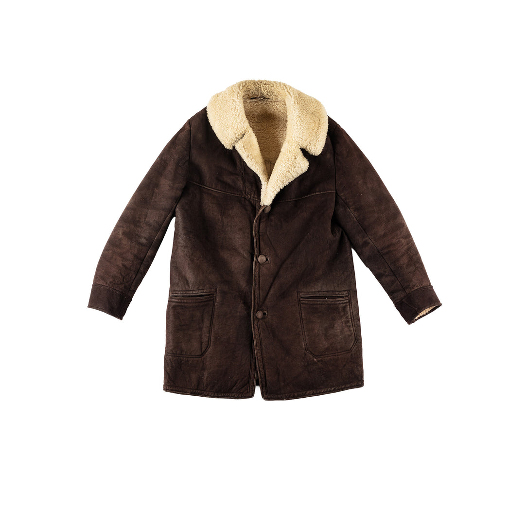 Vintage 80's Men Sheepskin Coat in BrownVN203
